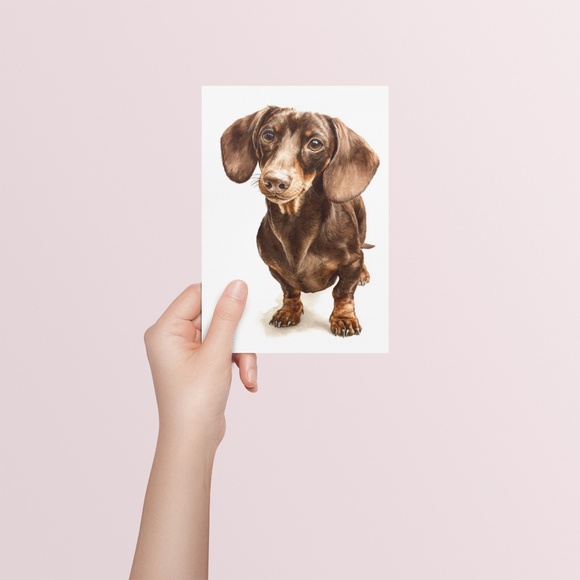 Watercolor Dachshund Dog Portrait Art Print – Unframed Fine Art Poster - Picture 5 of 5